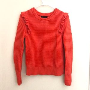 Banana Republic Orange Red Sweater Ruffle Shoulder